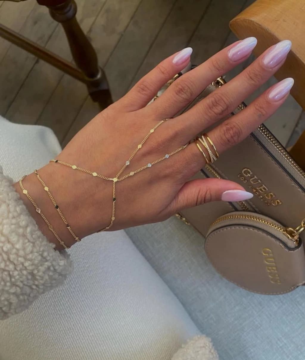 Press Şahmerdan Gold Zincir Kolye - Kararmaz Çelik Ezme Dokulu Tasarım