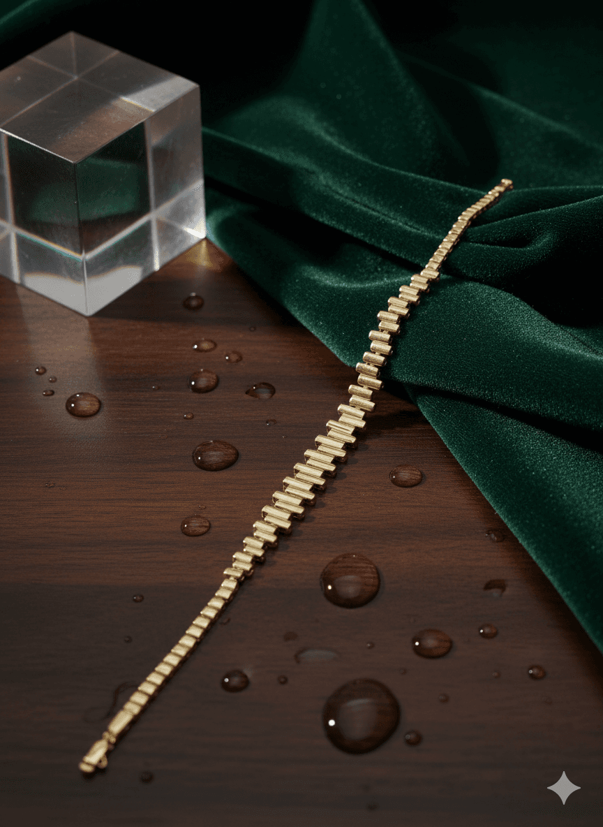 Xuping Kararmaz Çelik Altın Kaplama Minimalist Silindir Zincir Bileklik